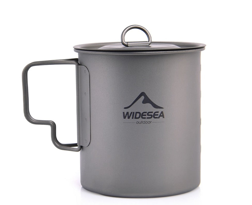 Widesea Camping Mug Titanium Cup Tourist Tableware Picnic Utensils Outdoor Kitchen Equipment Travel Cooking set Cookware Hiking