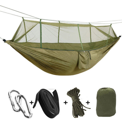 1-2 Person Portable Outdoor Camping Hammock with Mosquito Net High Strength Parachute Fabric Hanging Bed Hunting Sleeping Swing