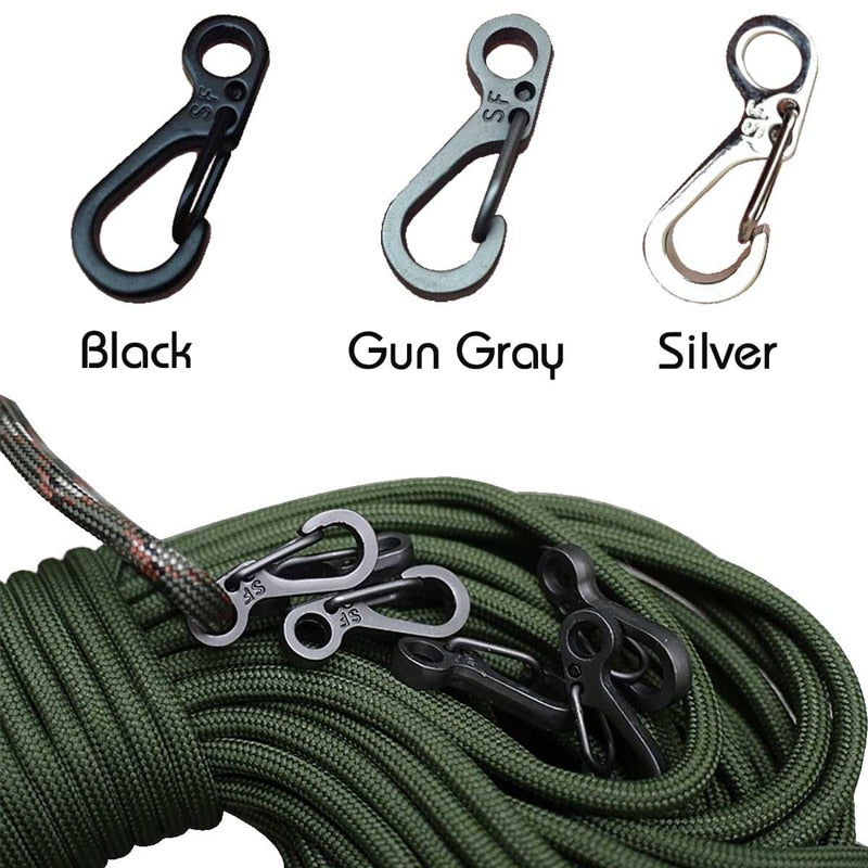 10 Pack Mini Carabiner Camping EDC Survival Climbing SF Spring Backpack Clasps Keychain Paracord Tactical Gear Hooks Key Chain