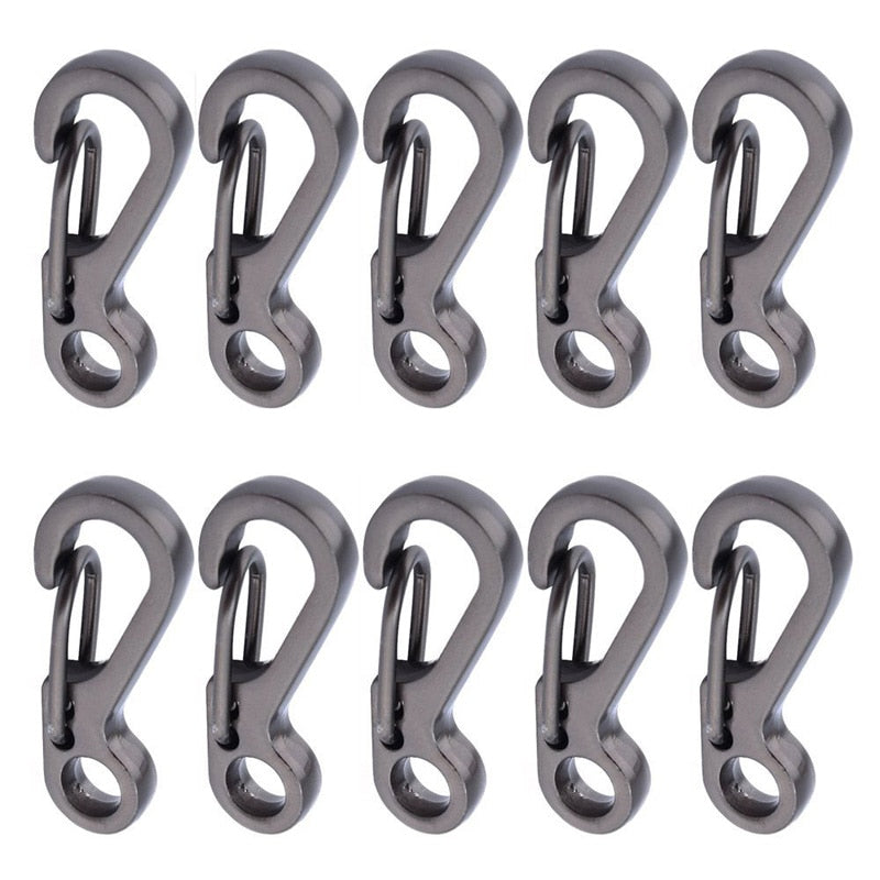 10 Pack Mini Carabiner Camping EDC Survival Climbing SF Spring Backpack Clasps Keychain Paracord Tactical Gear Hooks Key Chain