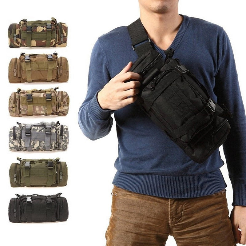 Hiking Outdoor Waist Bag 600D Waterproof Oxford Climbing Shoulder Bags Military Tactical Fishing Camping Pouch Bag Mochila Bolsa