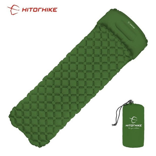 Outdoor Sleeping Pad Camping Inflatable Mattress with Pillows Travel Mat Folding Bed Ultralight Air Cushion Hiking Trekking